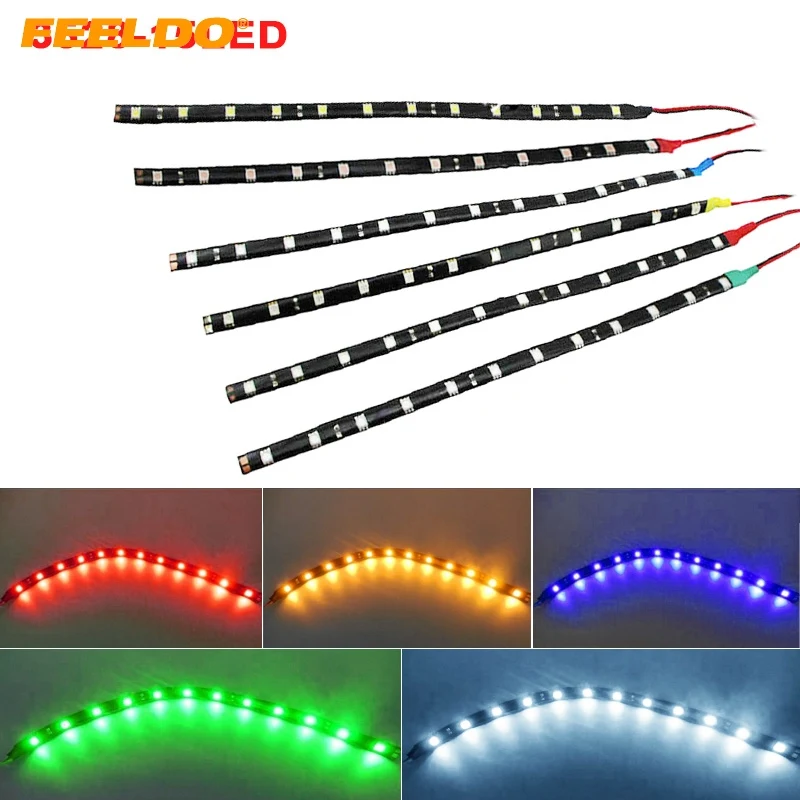 

FEELDO 1PC Car 30cm 3528SMD 15LED Flexible Daytime Running LED Light DRL Strip Light #1567