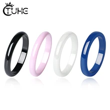 3 мм Гладкие керамические кольца для женщин, черные, белые, розовые, синие здоровые ювелирные изделия, кольца для свадебной вечеринки, ювелирные изделия, подарок,, никогда не выцветает