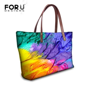 

European and American Style Women Handbag Crossbody Bags Colorful Graffiti Top-Handle Satchels Large Women Waterproof Beach Bags