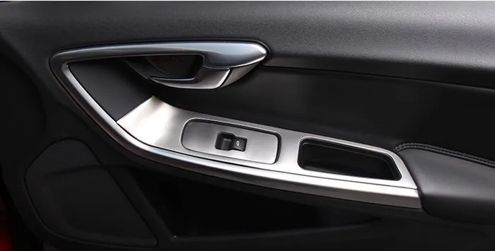 7pcs Car door window lifter panel decorative cover trim stainless steel strip 3D sticker for Volvo XC60 S60 V60 (7)
