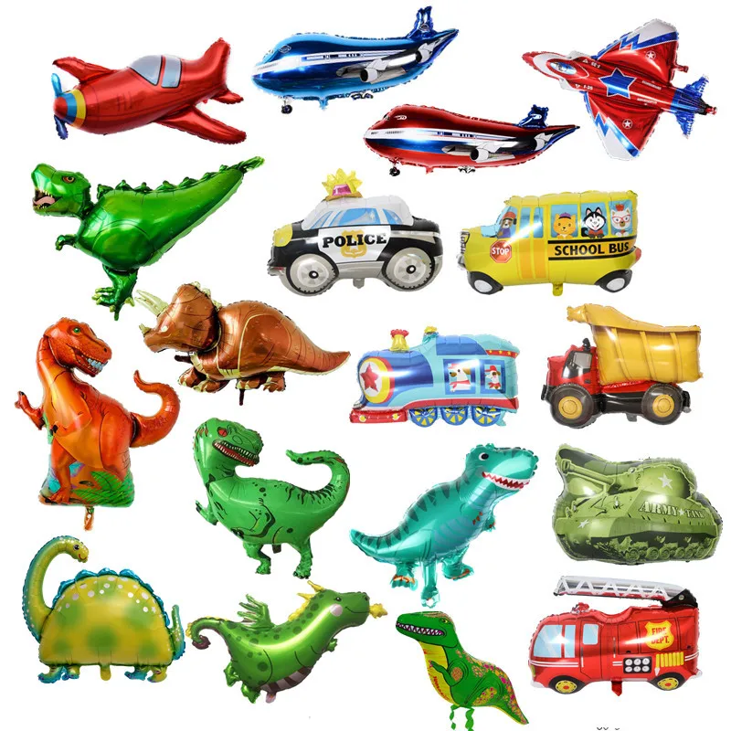 

Big Toy Plane Car Foil Ballon Kids Baby Shower Boy Fighter Tank Ambulance Dinosaur Birthday Party Decoration Train Cars Balloons