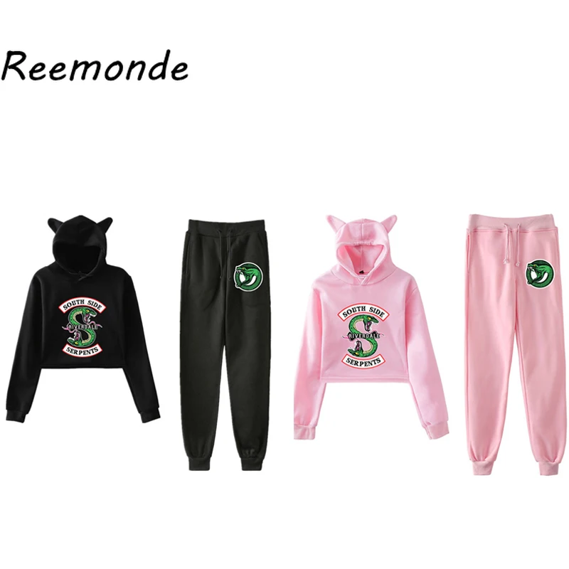 

South Side Serpents Riverdale Hoodie Sweatshirts Pants Women Girls Female Harajuku Riverdale SouthSide Pullover Hooded Top Sets