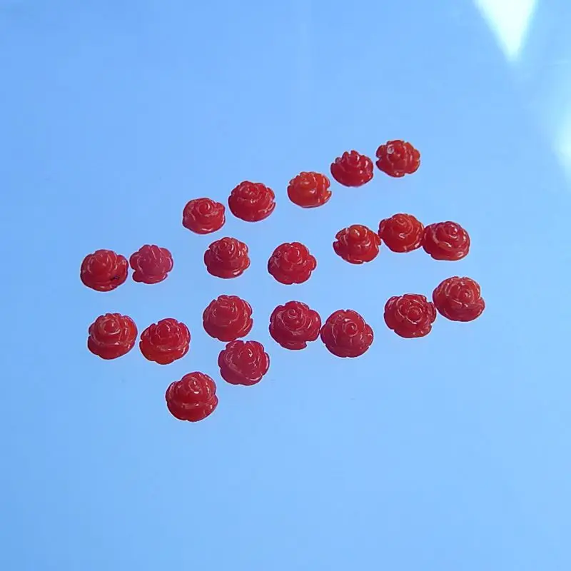 

21Pcs Hot sell jewelry Carved Flower Red Bamboo Coral Cabochon Setting 5x3mm 1.4g fine jewelry trendy jewelry Accessory