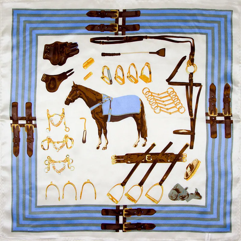 

100% Silk Scarf Women Scarf Horse Neckerchief Scarf Silk Bandana 2019 Top Foulard Small Square Silk Scarf Hot Luxury Lady Gift