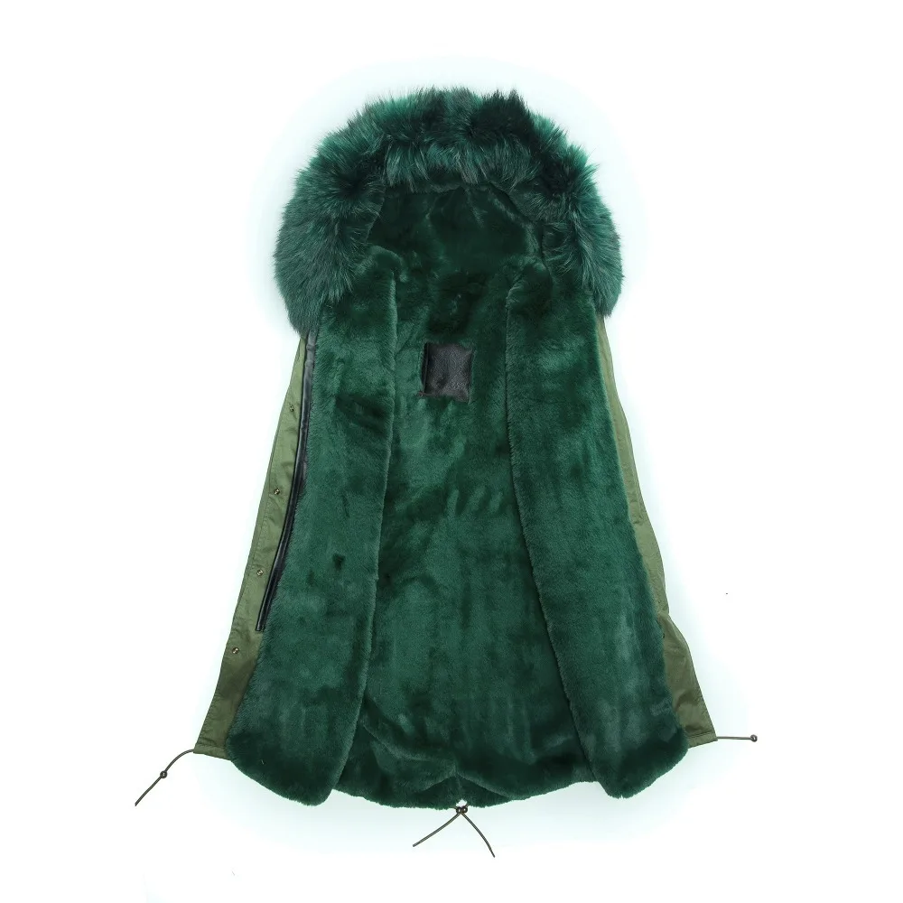 

Wholesale fashionable high quality dark green fur coat winter faux furs coat for men women