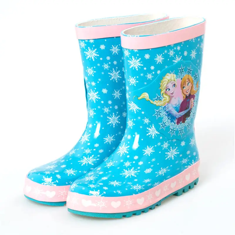Новинка года; непромокаемые Нескользящие сапоги принцессы «Принцесса Эльза» с принтом «Холодное сердце» для девочек; детская Милая водонепроницаемая обувь с героями мультфильмов; размеры 23-36