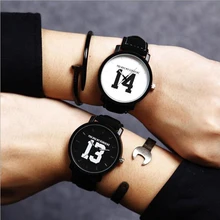 Supérieure Nouvelle Mode Vente Chaude Nombre 13 and14 Quartz Montres Lovers Bracelet En Cuir Vintage Montre-Bracelet