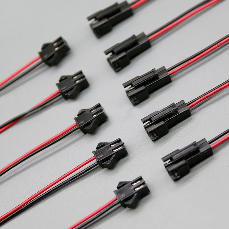 

SM2.54 Pitch 2P LED Connector Socket Plug Cable Black, Docking Terminal Line Male and Female Plug Wiring Harness 200mm