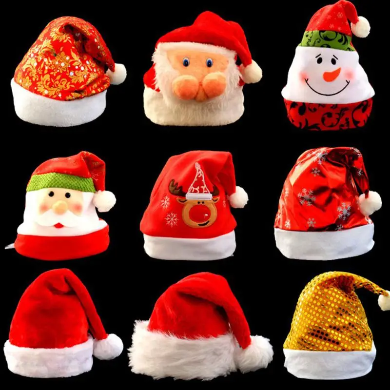 Разноцветные рождественские шапки для взрослых, Детские Рождественские шапки, милые шапки Санта-Клауса, снеговика, рождественские вечерние украшение для дома магазина