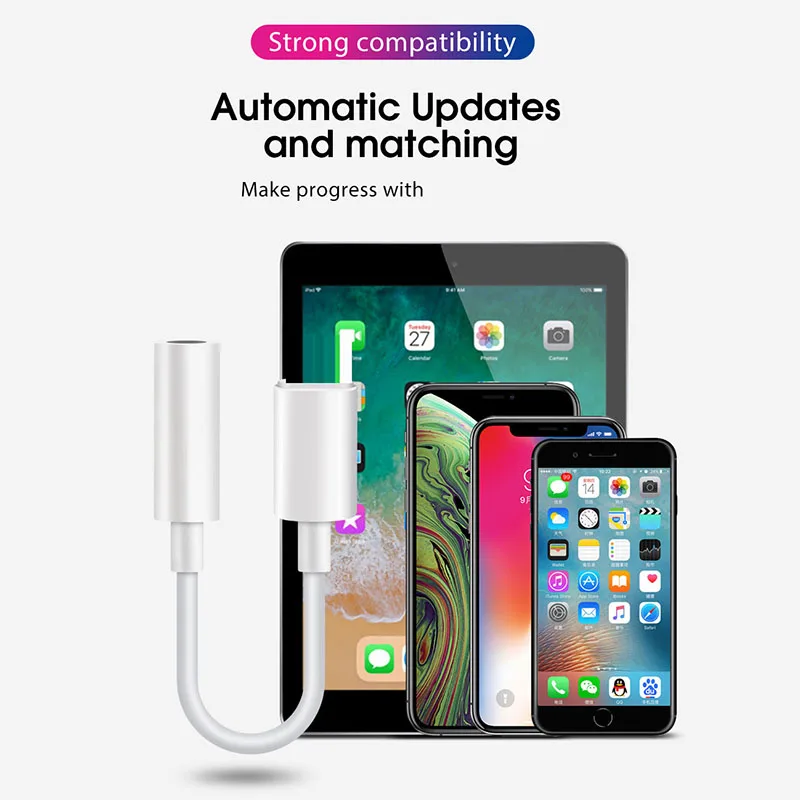 For iOS 12 Music Headphone Adapter For iPhone 7 8 X AUX Adapter For Lightning Female To 3.5mm Male Adapters Headphone Jack Cable