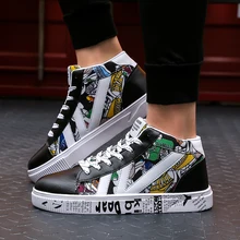 Basket Femme; коллекция года; модная мужская Вулканизированная обувь; осенние высокие кроссовки на шнуровке для мужчин; Студенческая обувь с граффити; обувь на плоской подошве