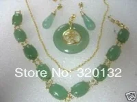 

Jewellery jade necklace bracelet earrings set 18K white gold plated Woman's Jewellery Fast shipping