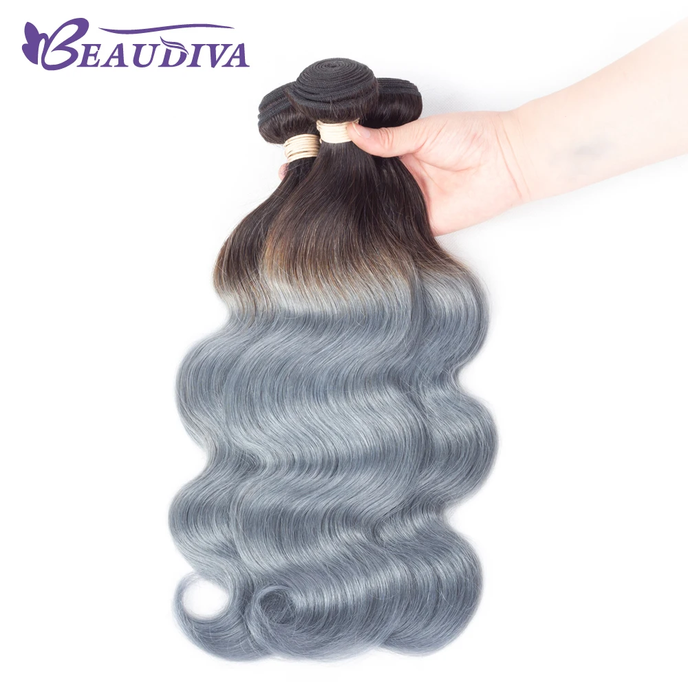 BEAUDIVA Pre-Colored 3 Bundles Brazilian Body Wave1B/ Grey Remy Human Hair Body Wave Bundles Brazilian Hair Weave Bundles brazilian-body-wave-hair-bundles