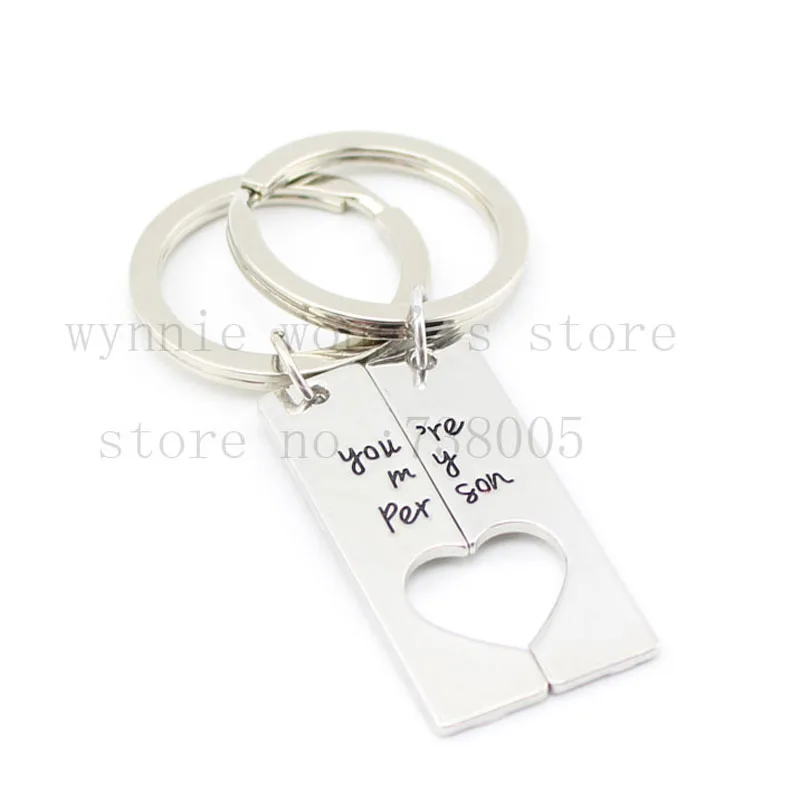 

2015 new style"You're my Person" Hand Stamped Couples Key Chain &necklace Set of 2 Grey's Anatomy Inspired His& Hers Jewelry