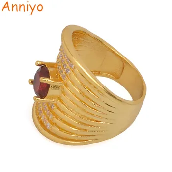 

Anniyo Red Stone Ring for Women Gold Color Fashion Arab Rings Cubic Zirconia Jewelry African Ethiopian Wedding Gifts #073606