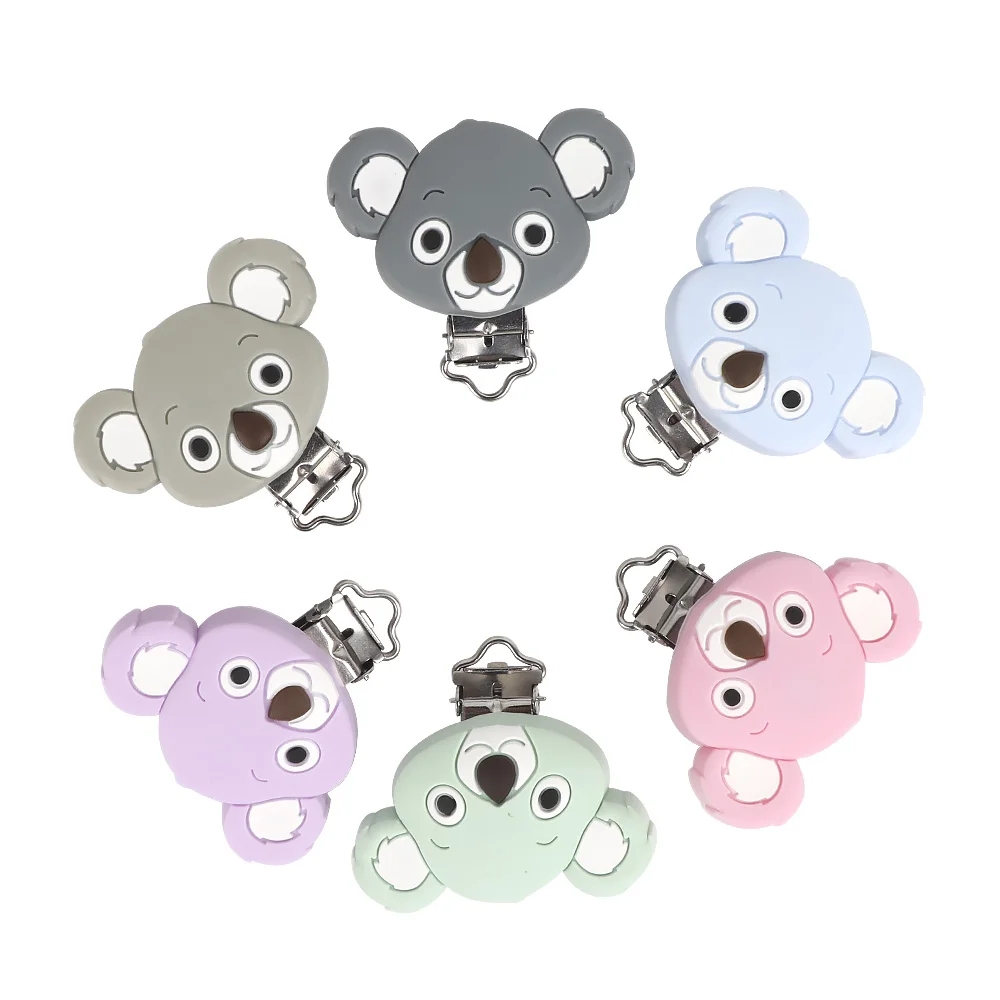 

TYRY.HU 10pc Koala Pacifier clips Silicone Teether Carton Cute Mini For Handmde Koala Baby Dummy Clips