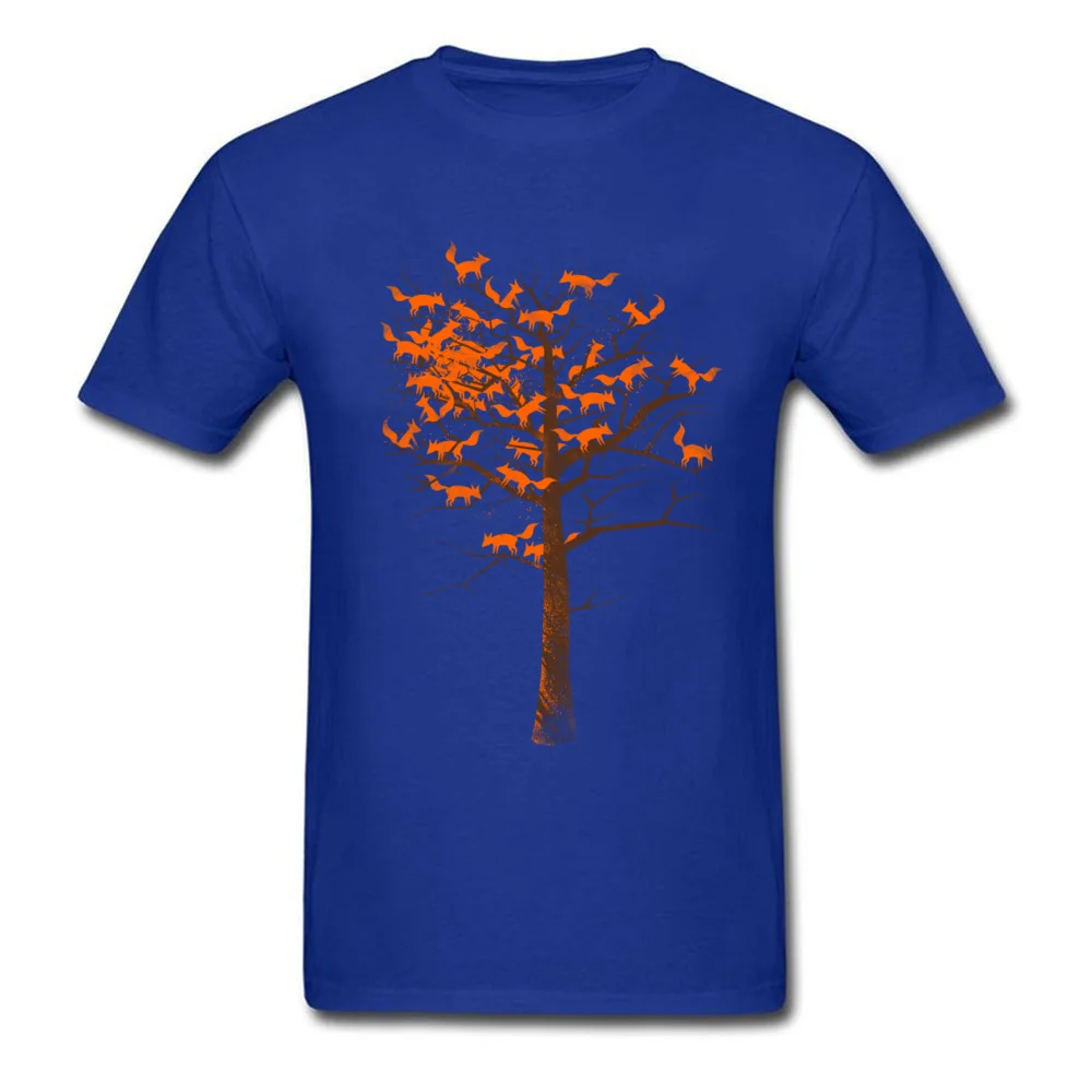 Blazing Fox Tree 100% Cotton Tops & Tees for Men Geek T Shirts Simple Style Oversized Round Neck Sweatshirts Short Sleeve Blazing Fox Tree blue