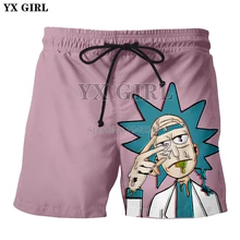 YX GIRL, летние новые стильные модные шорты, хит, мультяшный Рик и Морти, Забавный принт, 3d, повседневные мужские и женские крутые шорты, K-3