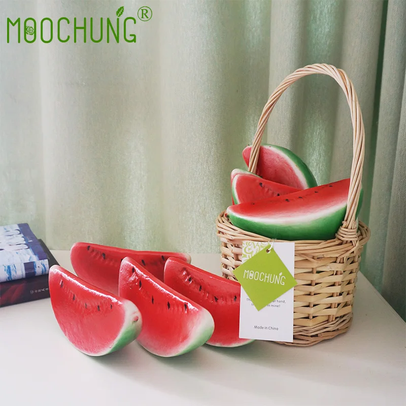 

MOOCHUNG 10pcs/Set Decorative Fake Watermelon Pieces Artificial Foam Fruits Home House Kitchen Party Decorations 15cm/5.9" New