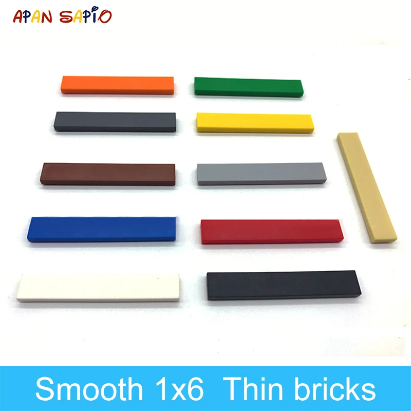 100pcs DIY Building Blocks Figure Bricks Smooth 1x6 11Colors Educational Creative Size Compatible With Brand Toys for Children