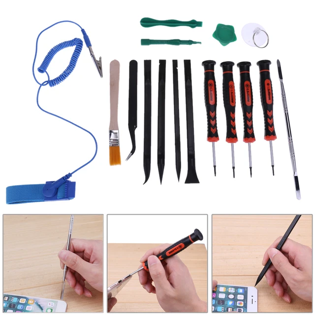 Best Price 16 in 1  Mobile Phone Repair Tools Spudger Antistatic Tweezers Pry Opening LCD Tools Portable Screwdriver Set Hardware Tools