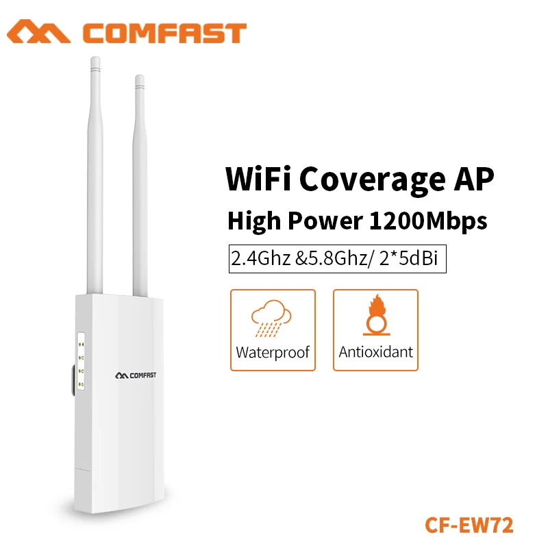 COMFAST 2,4 + 5,8 ГГц Wi-Fi ретранслятор адаптер Ethernet-радио WI-FI точки доступа 1200 Мбит Открытый Высокая мощность Wi-Fi покрытия AP маршрутизатор CF-EW72