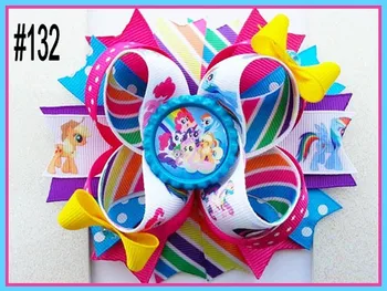 

free shipping 24pcs 4.5" Inspired Boutique Layered Hair Bow birthday hair bows girl hair clips -C