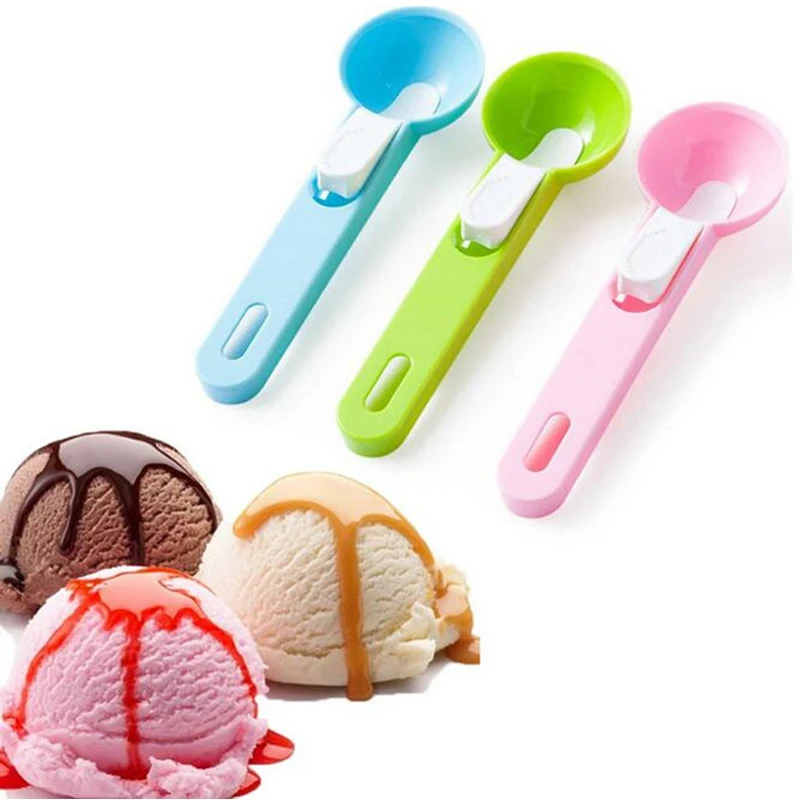 

New Kitchen Ice Cream Mash Watermelon Fruit Scoop Colorful Dipper Spoon Handle Kitchen Accessories Gadgets