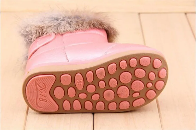 COZULMA/Зимние плюшевые сапоги для маленьких девочек; Теплая обувь из искусственной кожи на плоской подошве; обувь для малышей; уличные зимние сапоги для девочек; детская обувь