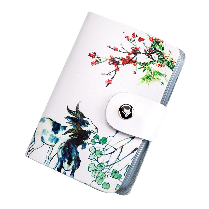 

Creative Genuine Leather Print Women Hasp Business Card Wallet Female ID Card Credit Card Holder Organizer Bank Card Bag DC323n