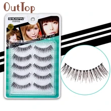 OutTop 5 пар Женская Мода Накладные ресницы и клеи Макияж природных длинными Поддельные ресницы ручной ресницы Черный 05,03