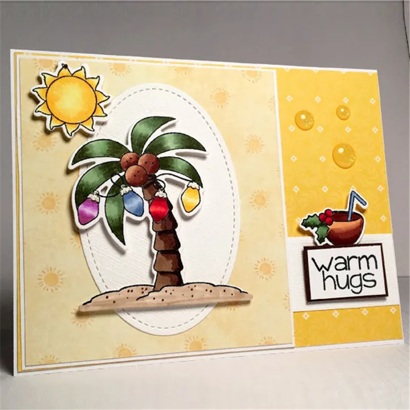 

Gift Coconut Tree Santa Claus Metal Cutting Dies with Clear Stamps for Craft Scrapbooking Album Embossing New 2019 Card Making