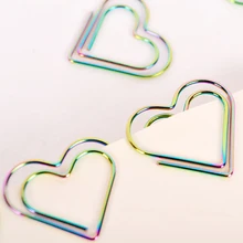 12Pcs/set Rainbow Heart Shaped Paper Clips Bookmark Planner Tools Scrapbooking Tools Memo Clip Metal Binder Paperclip