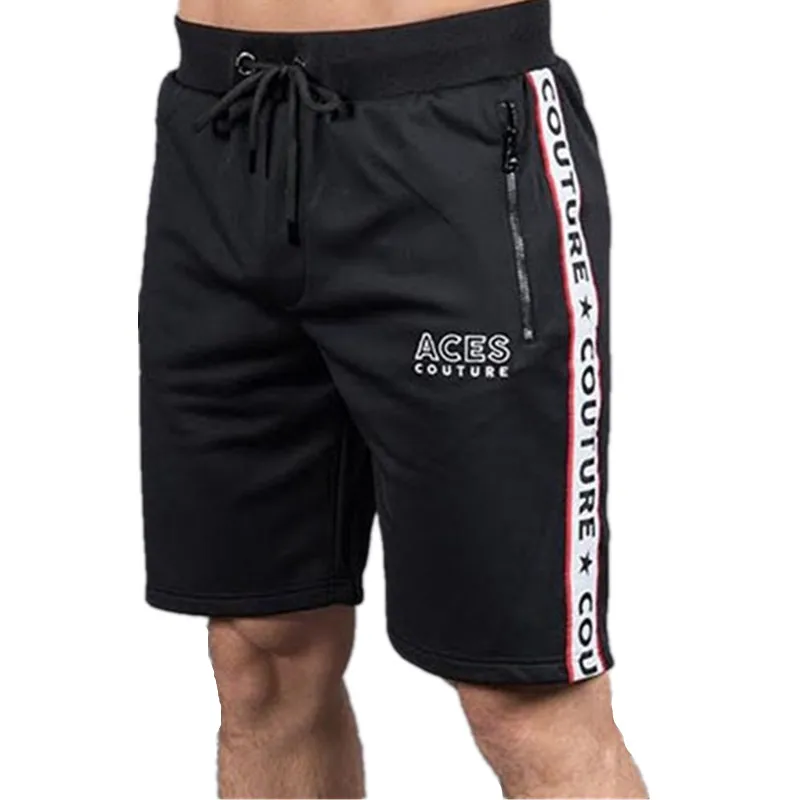 

New Summer 2019 Gyms high quality Men Shorts casual Fashion Zipper Pocket Men Jogger Patchwork Black shorts are Hot sellers