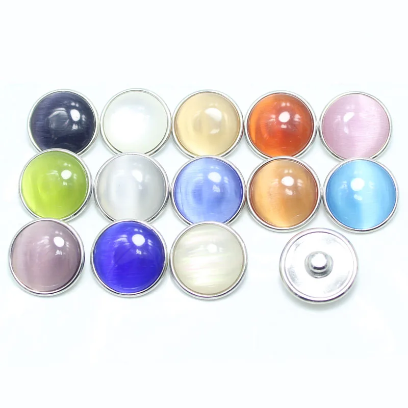 

10pcs/lot 18mm Snaps Jewelry Cameo Multicolor Mixed Cats Eyes Stone Snap Buttons For Xinnver Snap Jewelry ZD023