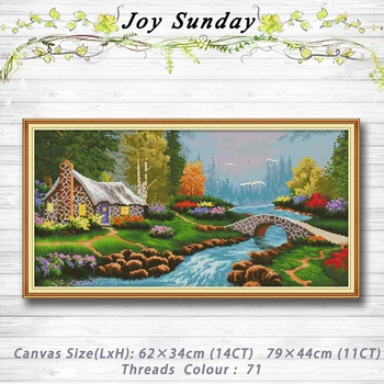

Small bridge flowing water and household Patterns 14CT 11CT Counted Cross Stitch Sets embroidery sets Needlework kits Home decor
