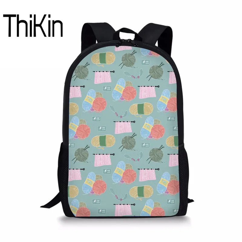 

THIKIN Casual School Bag For Teenager Girls Woolen Pattern Women's 16 Inch Schoolbag Backpack Korean Style Cute College Satchel