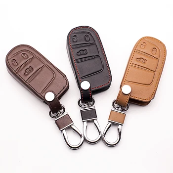 

Leather Key Case Cover For Fiat / for Jeep Cherokee Compass Patriot Dodge Journey Chrysler 300C Car Key Chain For Jeep Key Fob