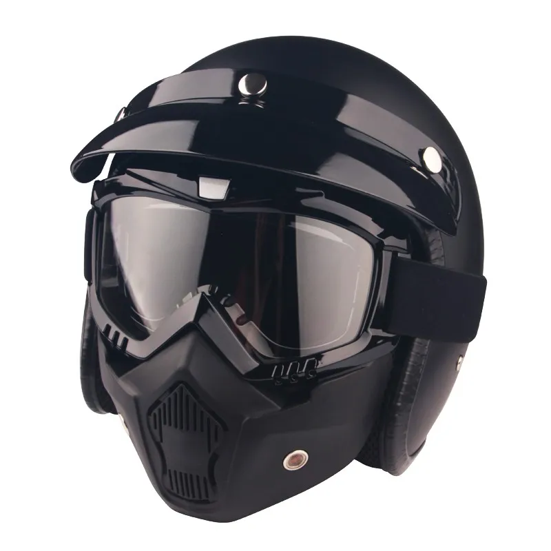 Крутой винтажный мотоциклетный шлем маска съемные очки и рот фильтр идеально подходит для открытого лица ретро заездов половина шлем