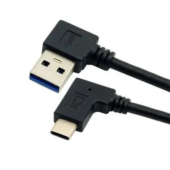 

10pcs/lot U3-349-LE Reversible USB 3.1 USB-C Angled to 90 Degree Left Angled A Male Data Cable for Tablet & Mobile Phone