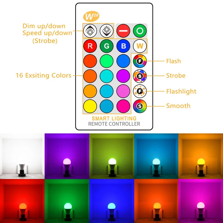 110 В 220 Светодиодная лампа E27 RGB светодиодные лампы 5 Вт 10 15 Диммируемые смарт для