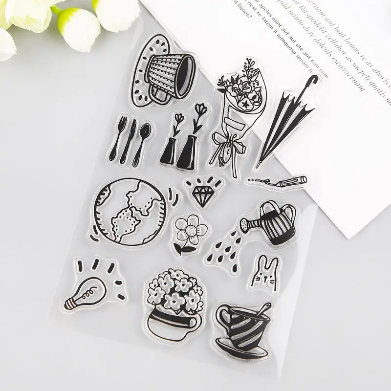

Life Items Silicone Clear Stamp Cling Seal DIY Diary Scrapbooking Embossing Album Decor Craft Gift