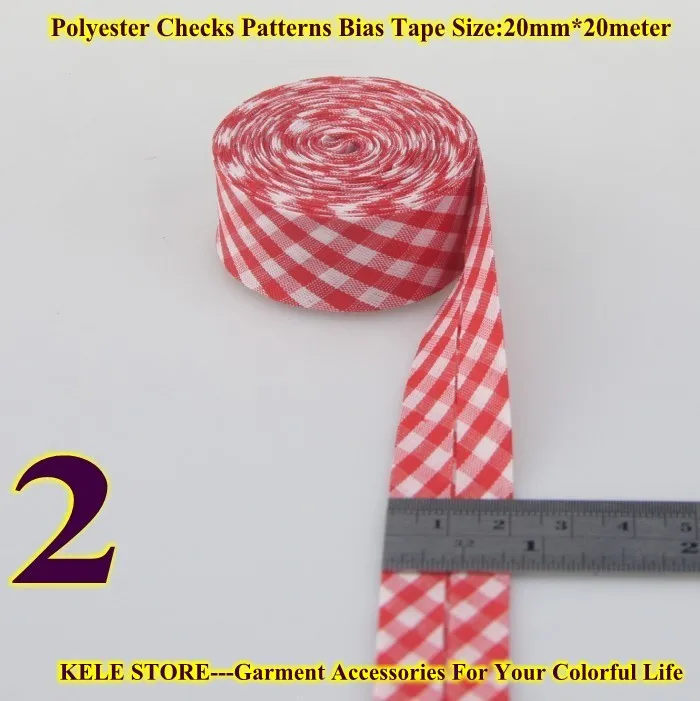 Полиэфирная косая лента с узорами, скотч косая лента, размер: 20 мм, 3/"* 20 метров швейный материал DIY Ручная работа - Цвет: 2 red