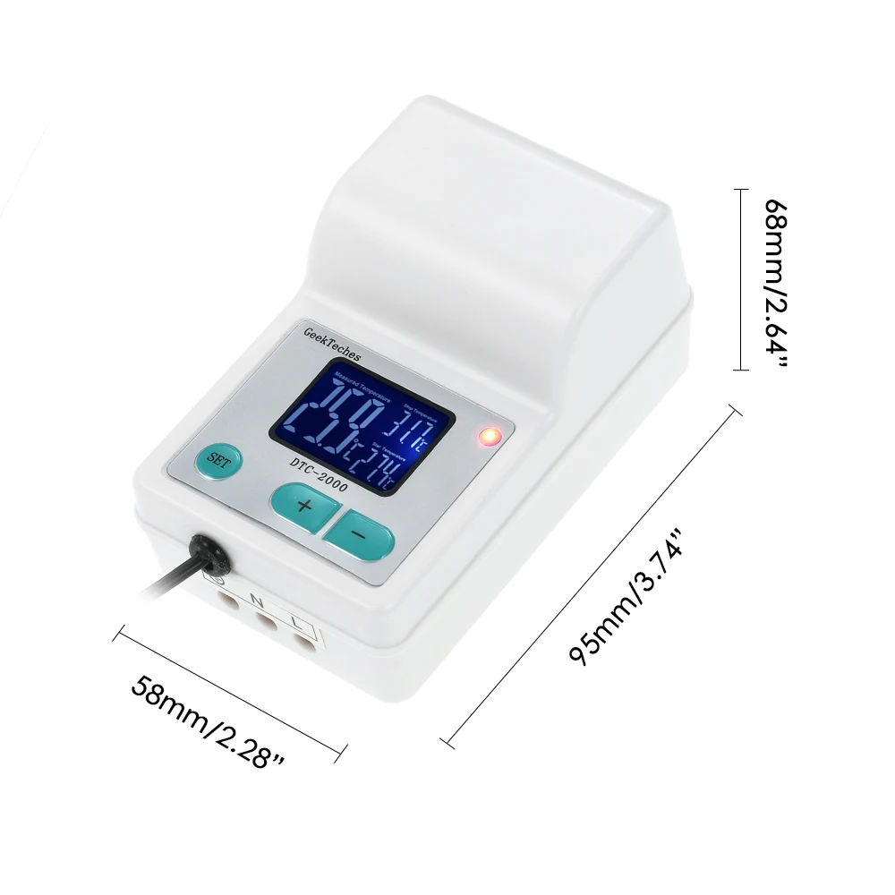 DTC-2000 AC110-240V 10A Thermoregulator Digital Water Temperature Controller Thermocouple Thermostat+ Waterproof Sensor Probe