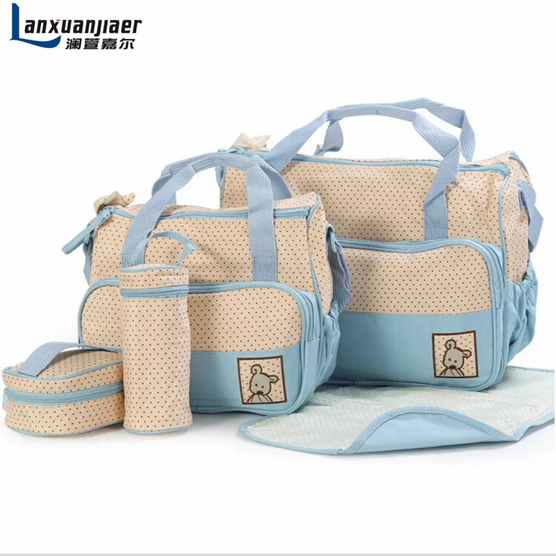 New high quality 5 each set hand bags Diaper Nappy Durable bag mummy bag mother baby