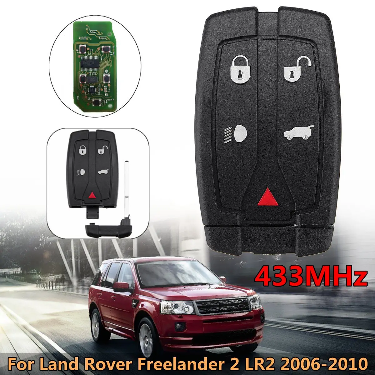 LR013005 433 МГц 5 кнопок, автомобильный пульт дистанционного управления, смарт-брелок, чехол для Land Rover freelander 2 LR2 2006 2007 2008 2009 2010