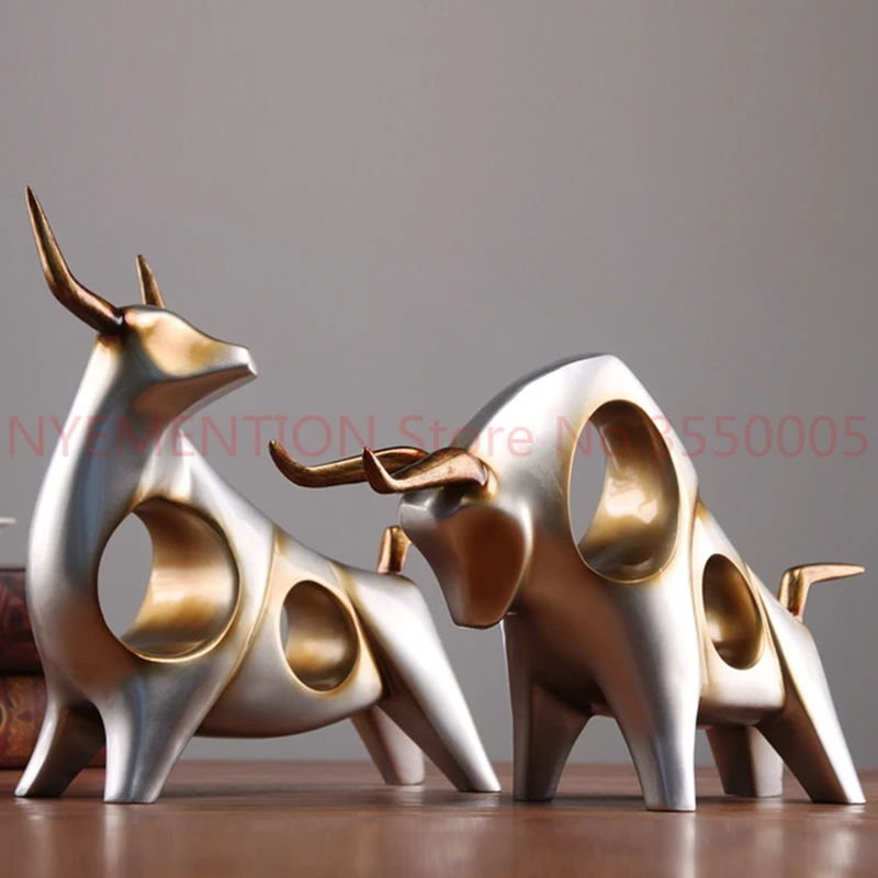 

cattle statue ox home decor living room Sculpture gradevin wine TV cabinet ornament crafts Abstract animal figurine 10pcs