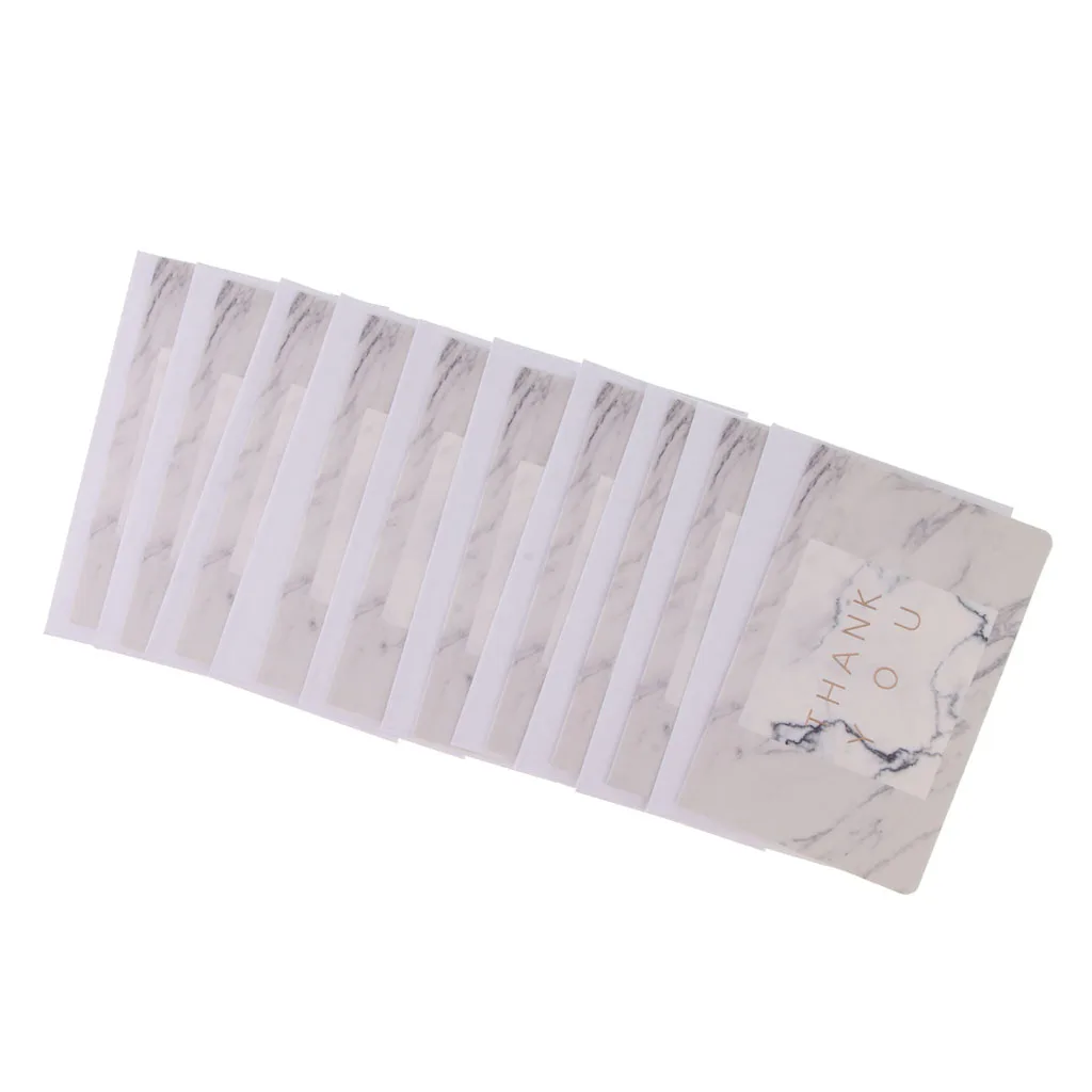 10pcs Thank You Cards Marble Pattern Greeting Cards Notes Card Blank Inside with Envelopes - Цвет: thank you