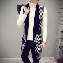 Лидер продаж, новинка года, тонкий жилет средней длины, верхняя одежда, модная весенняя и осенняя мужская одежда, костюмы для ночного клуба, жилет