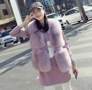 

Fur vest female Slim short vest imitation fox fur 2018 winter new fur coat vest